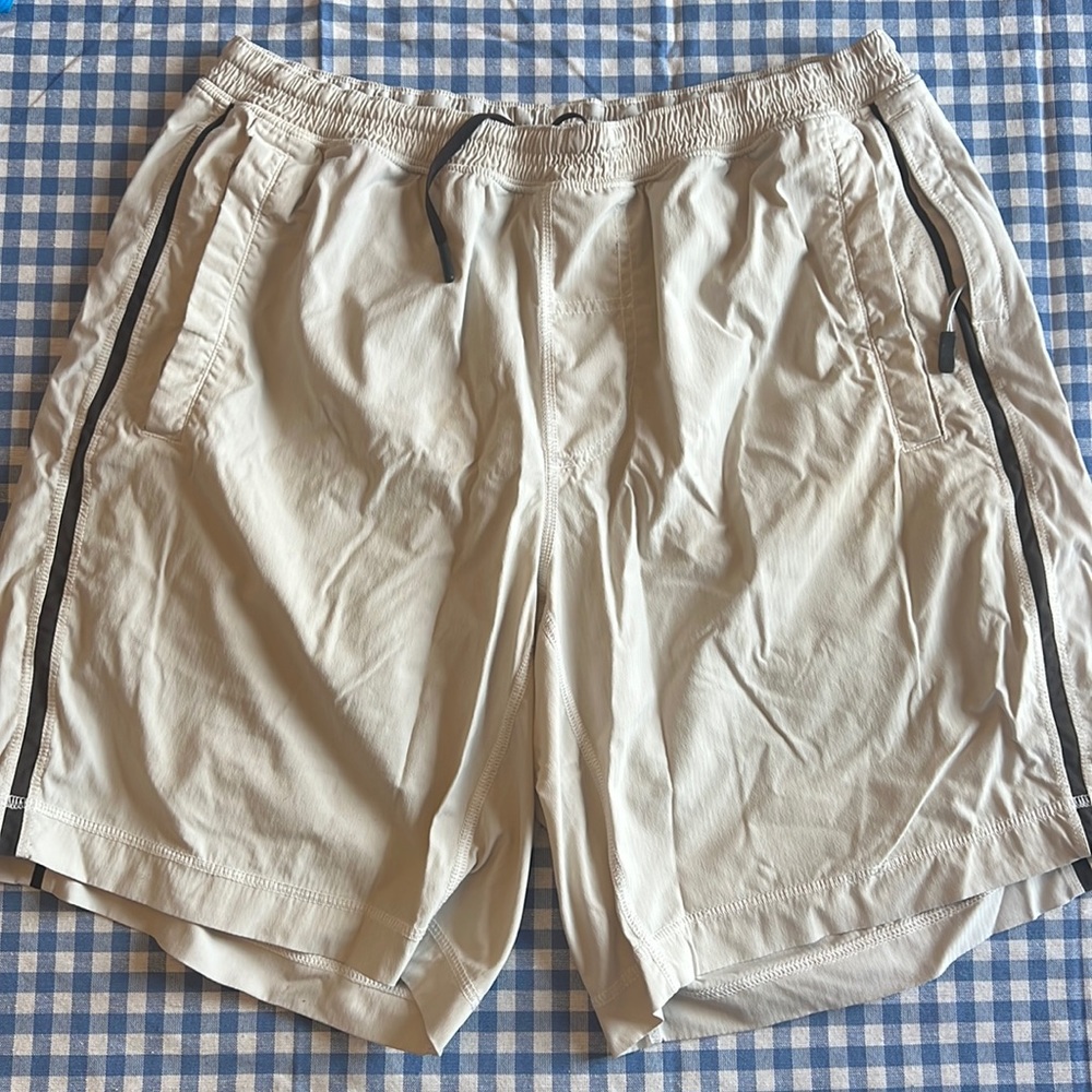 White Lined Lululemon Athletic Shorts
